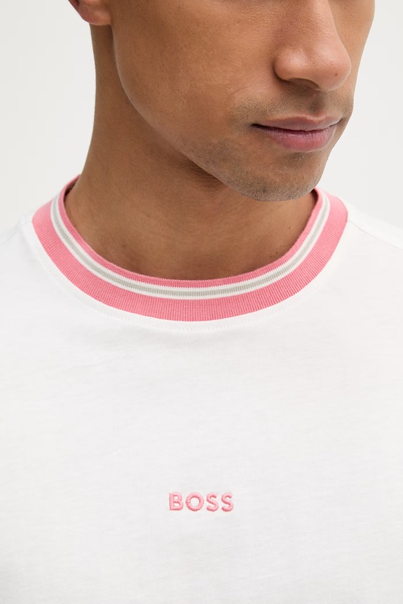 BOSS Orange T-shirt basic męski bawełniany 50561814 biały