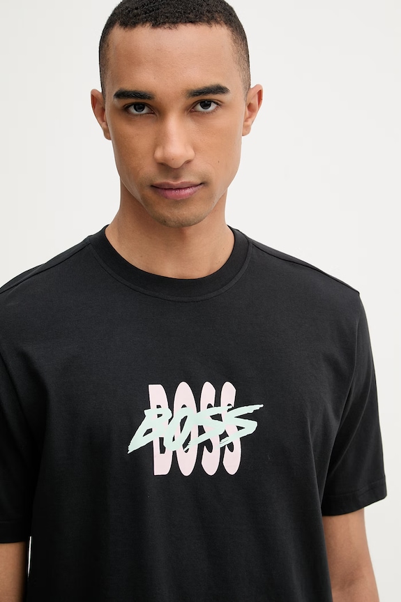 BOSS Orange T-shirt ανδρικό βαμβακερό μαύρο 50561850