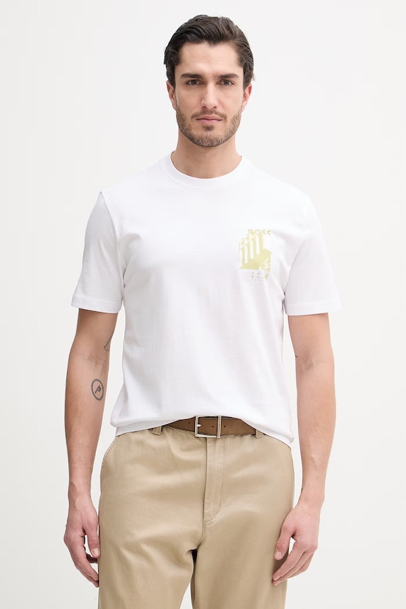BOSS Orange t-shirt męski bawełniany nadruk biały 50561853