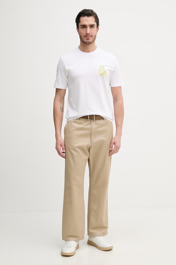 BOSS Orange t-shirt męski bawełniany 50561853 biały SS26