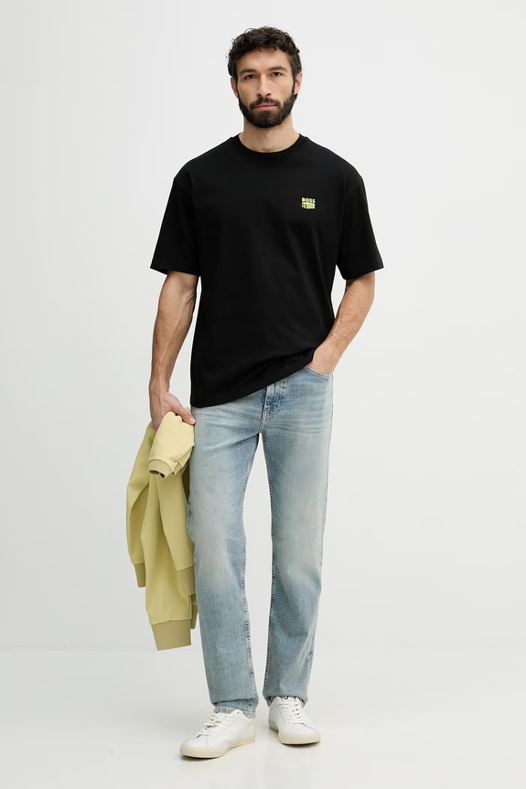 BOSS Orange t-shirt męski bawełniany 50561855 czarny SS26