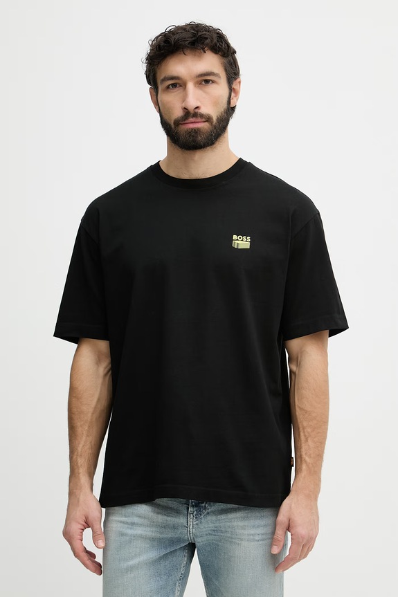 Odzież BOSS Orange t-shirt męski bawełniany 50561855 czarny