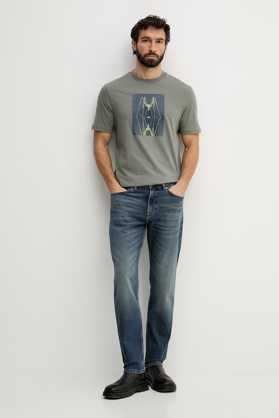 BOSS Orange tricou bărbătesc din bumbac 50561861 verde SS26