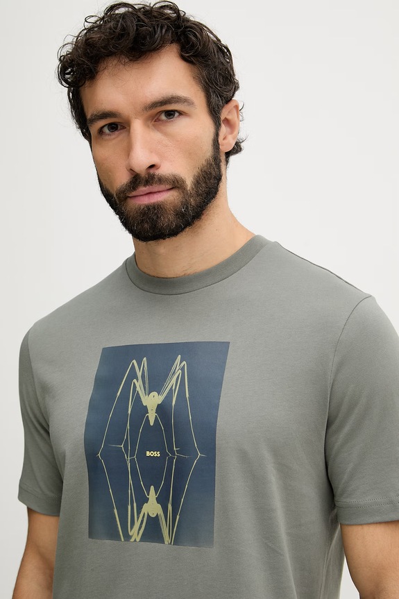 BOSS Orange tricou bărbătesc din bumbac verde 50561861