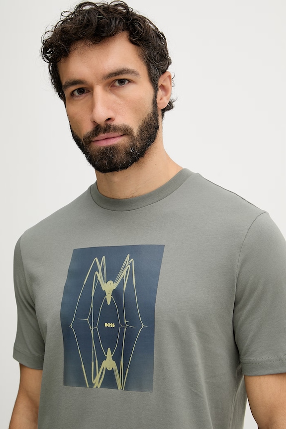 BOSS Orange tricou bărbătesc din bumbac verde 50561861