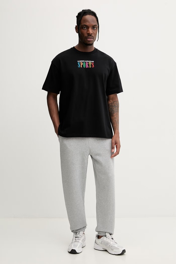 Under Armour t-shirt męski z bawełny HWT SPORTS 6009268 czarny SS26