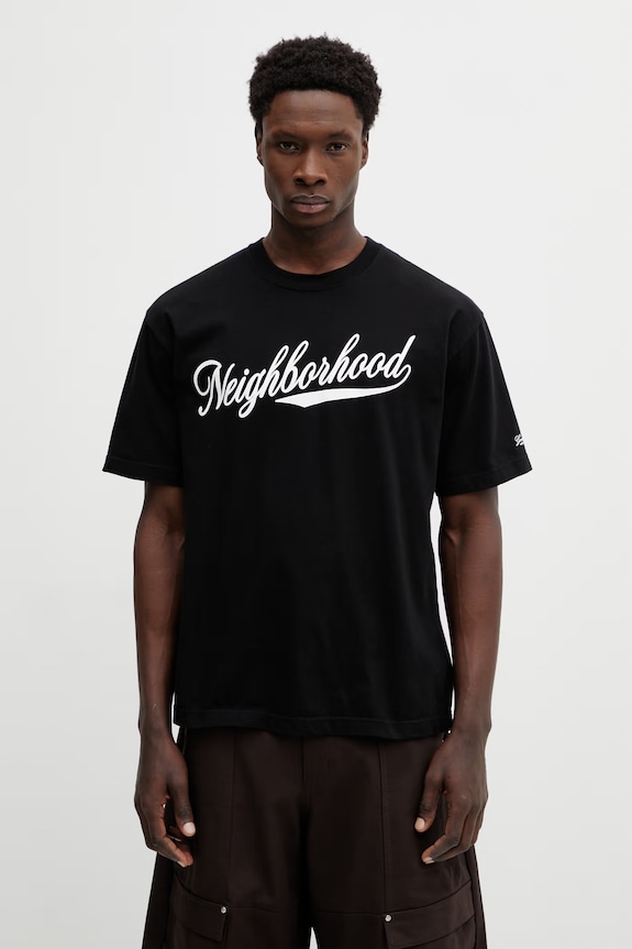 Bavlnené tričko NEIGHBORHOOD TEE SS.2 relaxed čierna 252PCNH.ST02