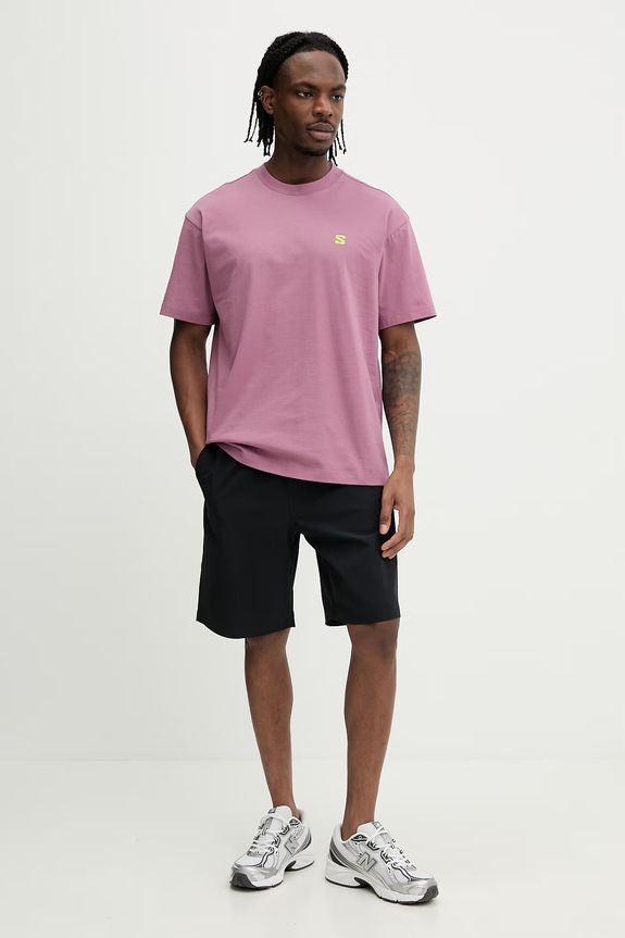 Salomon t-shirt bawełniany LC2844900 różowy SS26