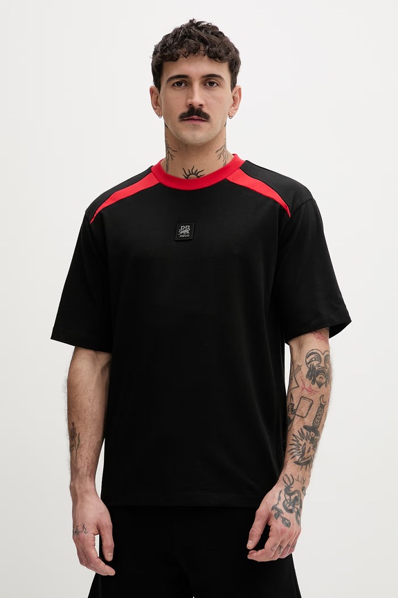 HUGO t-shirt męski bawełniany Dedril_RB czarny 50559670