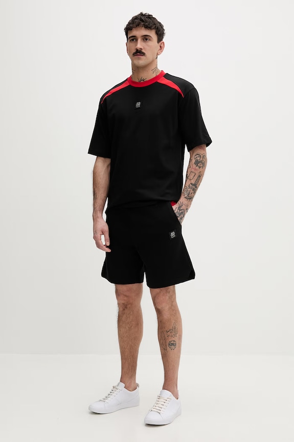 HUGO t-shirt męski bawełniany Dedril_RB 50559670 czarny SS26