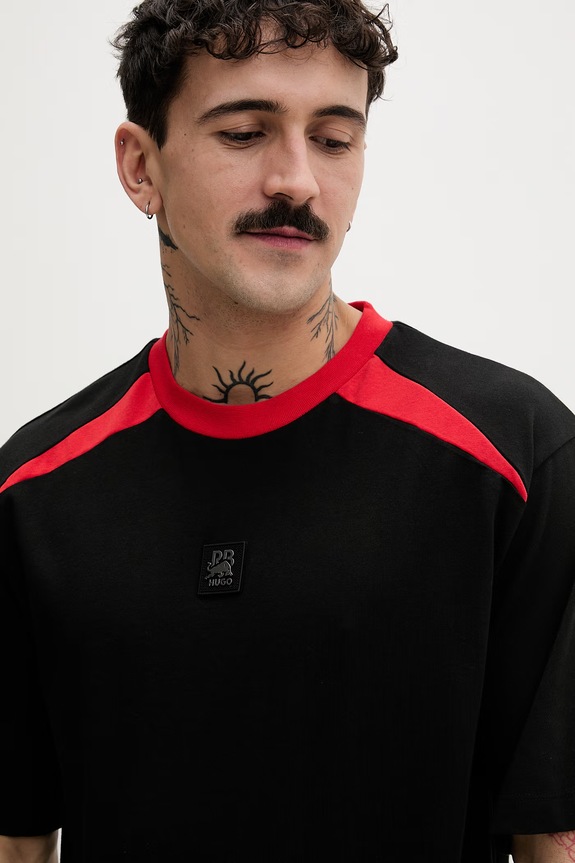 HUGO t-shirt męski bawełniany Dedril_RB czarny 50559670