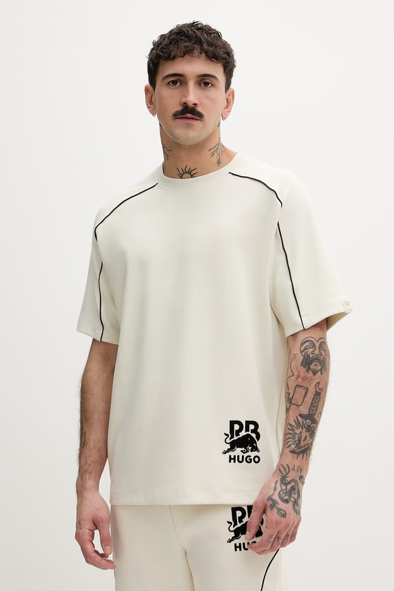 HUGO t-shirt męski Dorox_RB beżowy 50559676