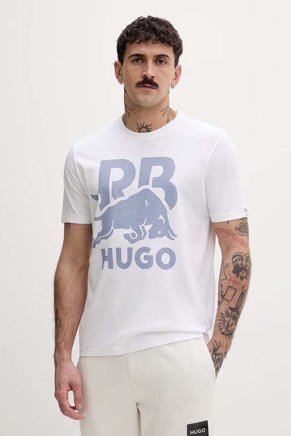 HUGO t-shirt męski bawełniany Dlix_RB biały 50559696