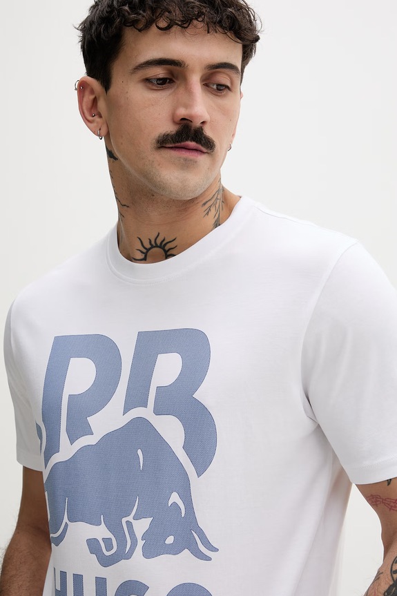 HUGO t-shirt męski bawełniany Dlix_RB biały 50559696