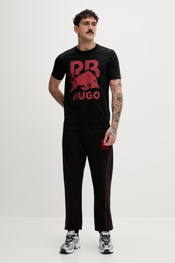 HUGO t-shirt męski bawełniany Dlix_RB 50559696 czarny SS26