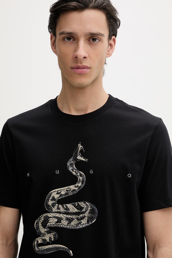 HUGO t-shirt bawełniany Discorb czarny 50557672