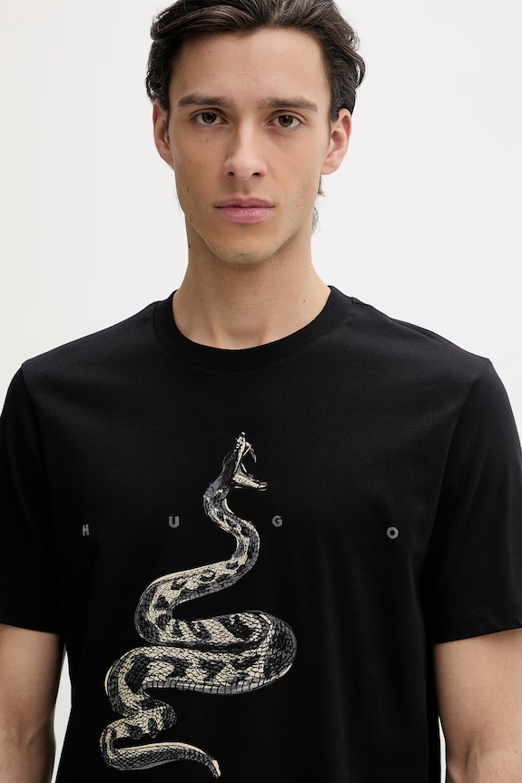 HUGO t-shirt bawełniany Discorb czarny 50557672