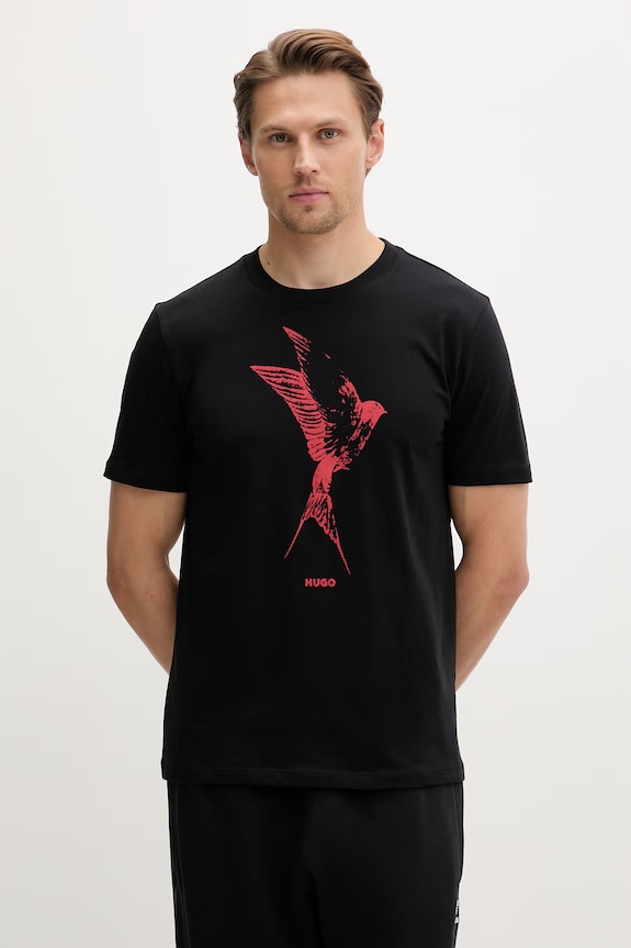 HUGO t-shirt ανδρικό βαμβακερό Duhorse μαύρο 50557684