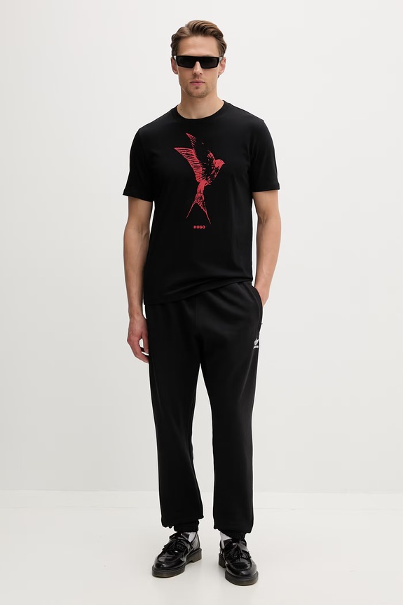 HUGO t-shirt ανδρικό βαμβακερό Duhorse 50557684 μαύρο SS26