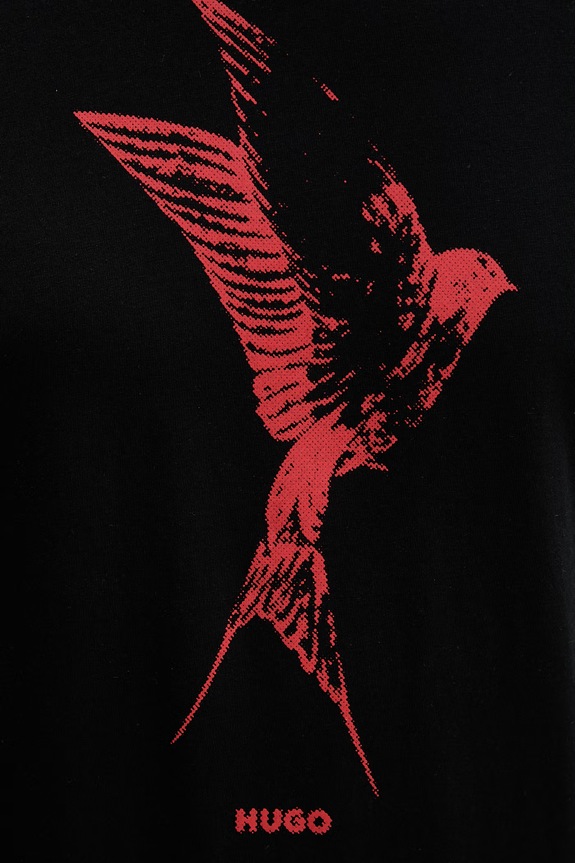 HUGO t-shirt ανδρικό βαμβακερό Duhorse 50557684 μαύρο