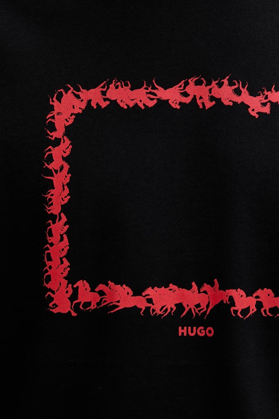 HUGO tričko pánske bavlnené Duhorse 50557684 čierna