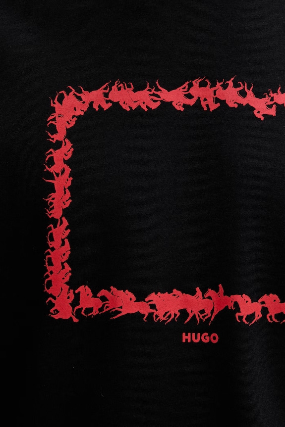 HUGO tričko pánske bavlnené Duhorse 50557684 čierna