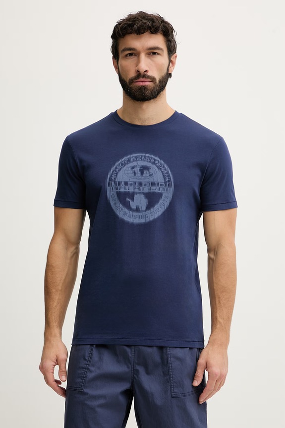 Napapijri tricou bărbătesc din bumbac MAHSA bleumarin NP0A4FZBB2Q1