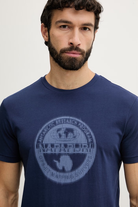 Napapijri tricou bărbătesc din bumbac MAHSA bleumarin NP0A4FZBB2Q1