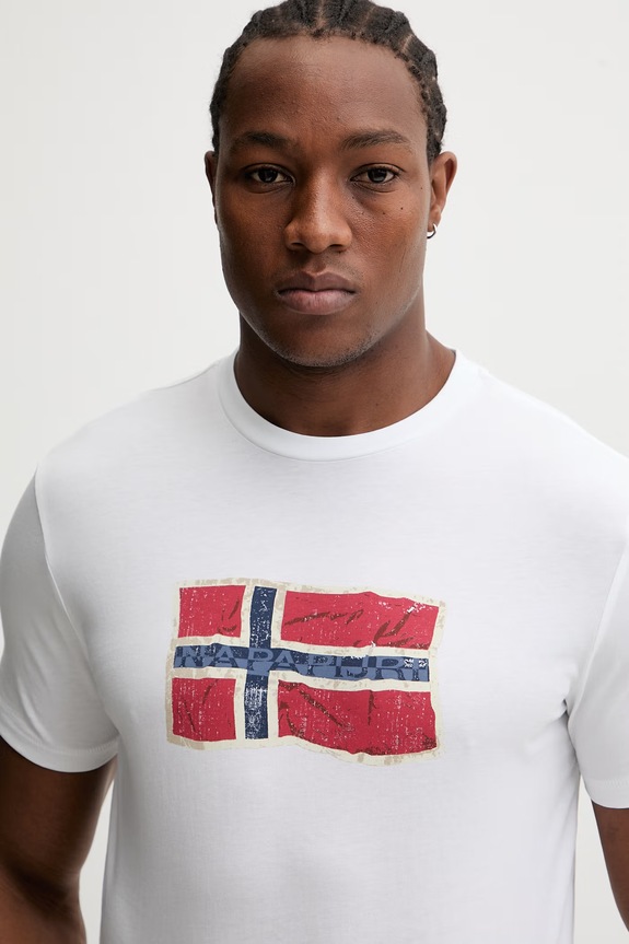 Napapijri t-shirt bawełniany MAHSA biały NP0A4FZBFX11