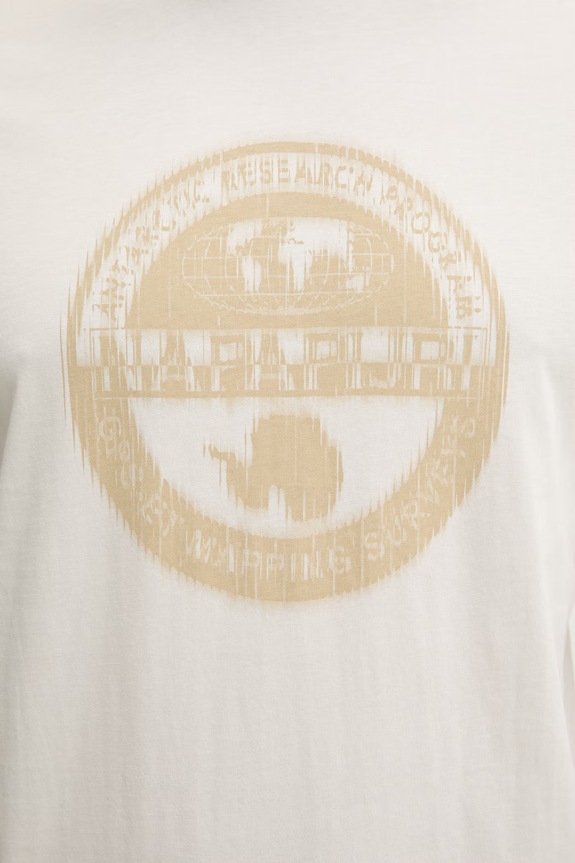 Napapijri t-shirt męski bawełniany MAHSA NP0A4FZBN1A1 beżowy