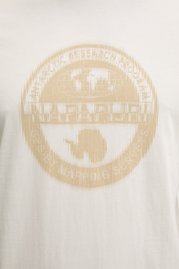 Napapijri t-shirt męski bawełniany MAHSA NP0A4FZBN1A1 beżowy