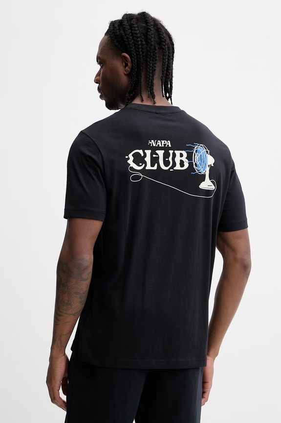Napapijri t-shirt bawełniany FLINT nadruk czarny NP0A4FZZ9411