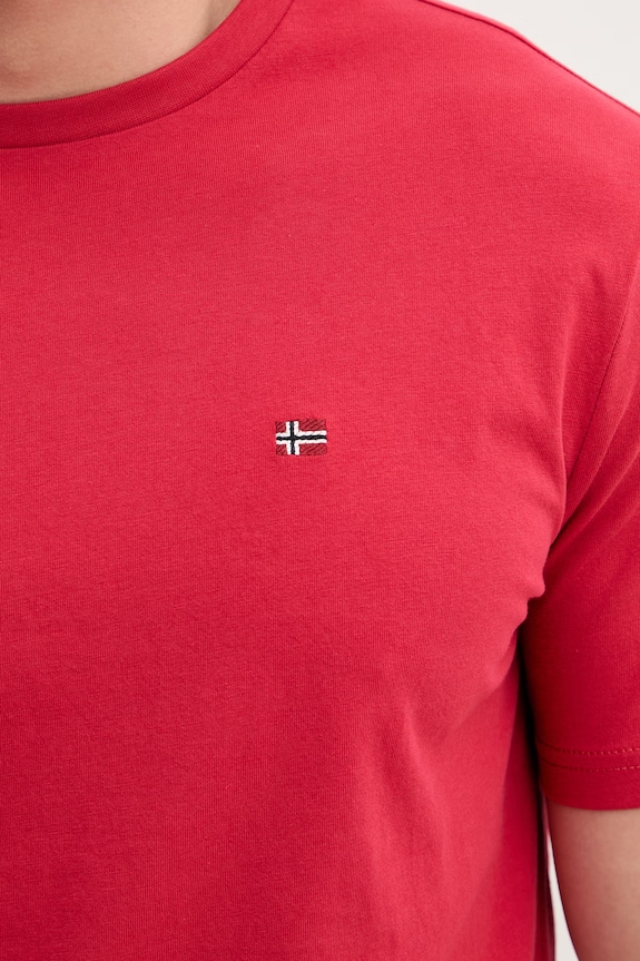 Napapijri T-shirt męski bawełniany SALIS NP0A4H8DRAQ1 czerwony