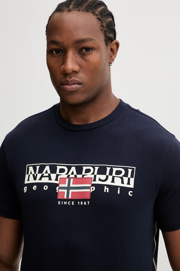 Napapijri tricou din bumbac S-Aylmer bleumarin NP0A4HTO1761