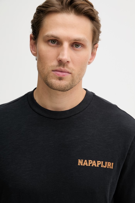 Napapijri t-shirt ανδρικό βαμβακερό S-ELIOR μαύρο NP0A4HZY9411