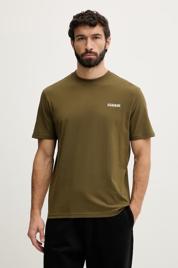 Napapijri t-shirt Ανδρικό βαμβακερό SMALL BOX πράσινο NP0A88TRG3A1