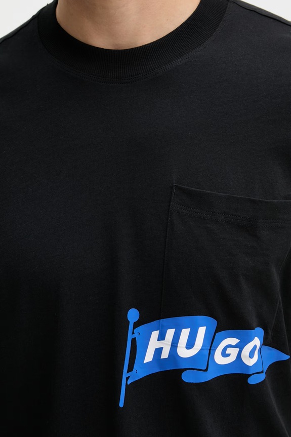 HUGO Blue T-shirt męski bawełniany Nohacrop 50556406 czarny