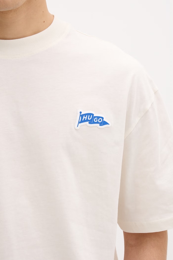 Hugo Blue t-shirt bawełniany Nohatio 50556411 beżowy