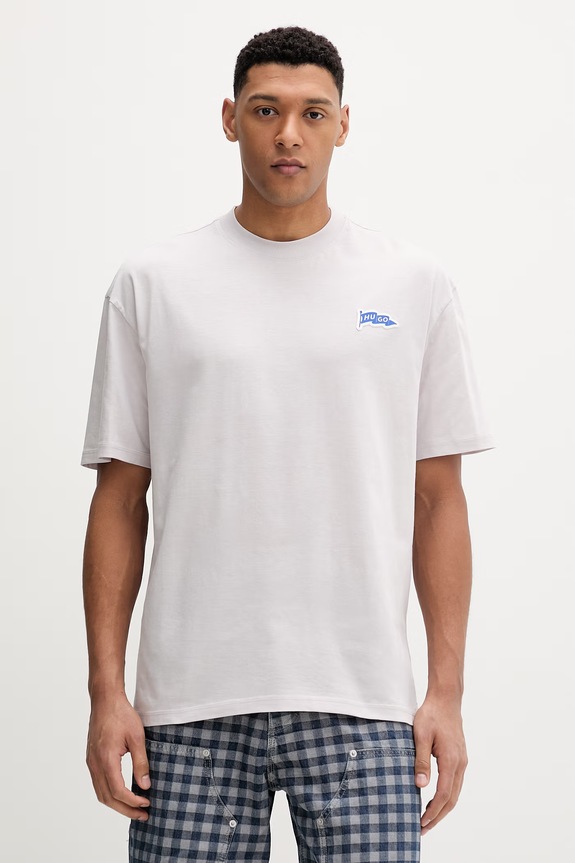 Bavlnené tričko Hugo Blue Nohatio relaxed fialová 50556411