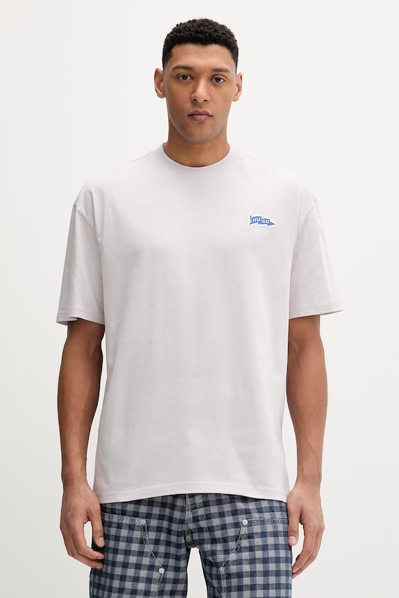 Bavlnené tričko Hugo Blue Nohatio relaxed fialová 50556411