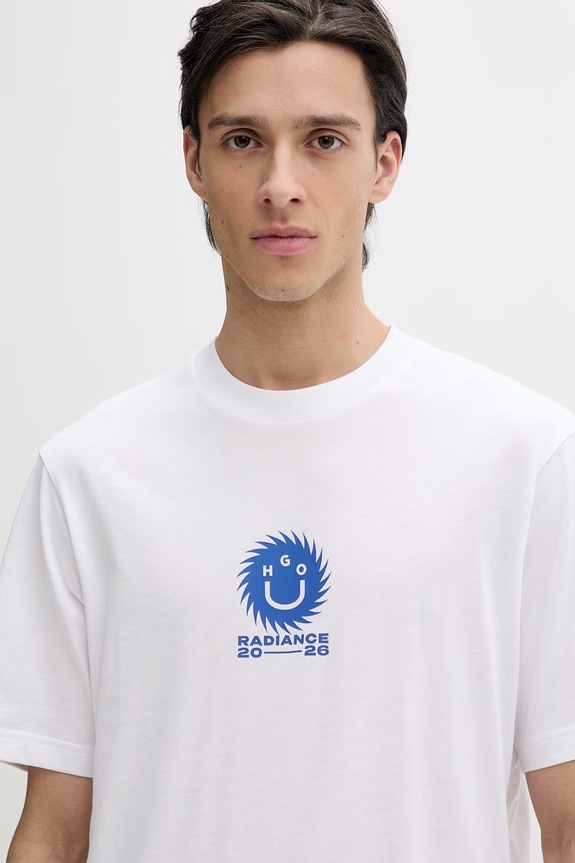 Bavlnené tričko Hugo Blue Nunarix biela 50560047