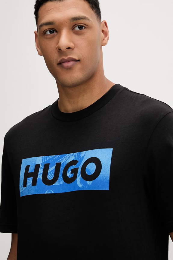 Bavlnené tričko Hugo Blue Nalien čierna 50560060