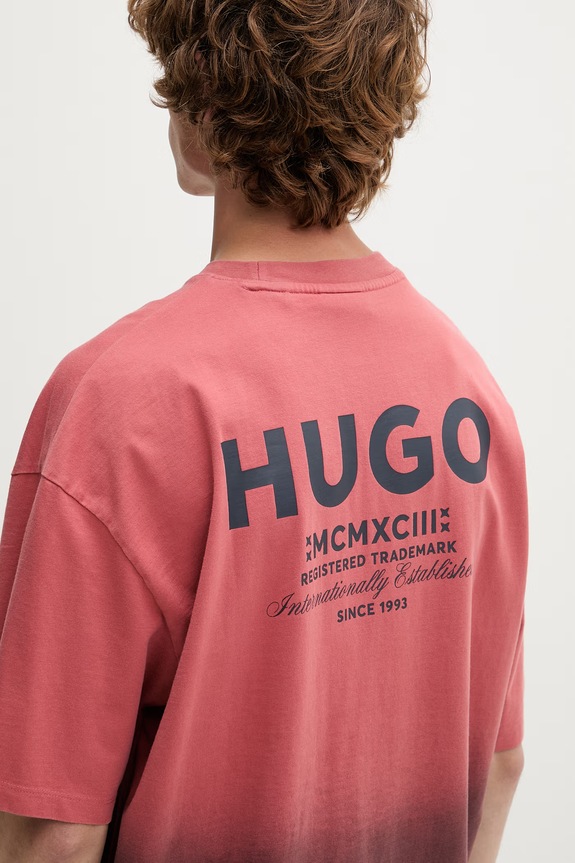 HUGO Blue tričko pánske bavlnené Nalono_F 50560732 červená