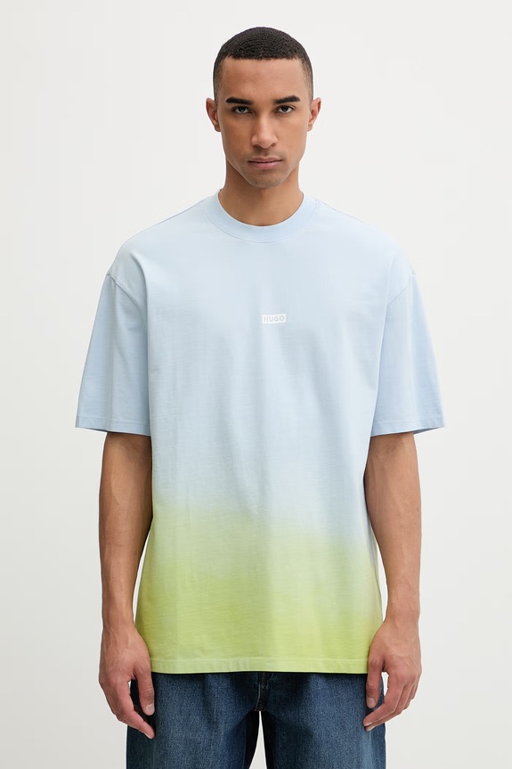 Odzież HUGO Blue T-shirt męski bawełniany Nalono_F 50560732 niebieski