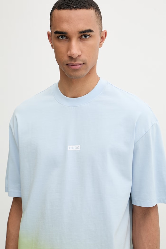 HUGO Blue T-shirt męski bawełniany Nalono_F niebieski 50560732