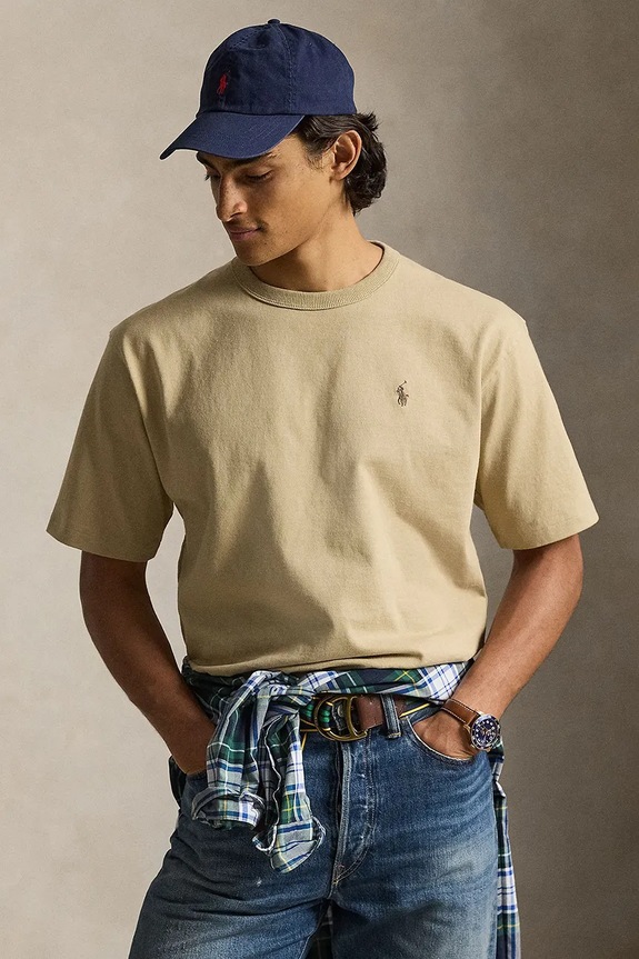 Polo Ralph Lauren t-shirt bawełniany JERSEY-KNT-T-SHIRT gładkie zielony 710A12979002