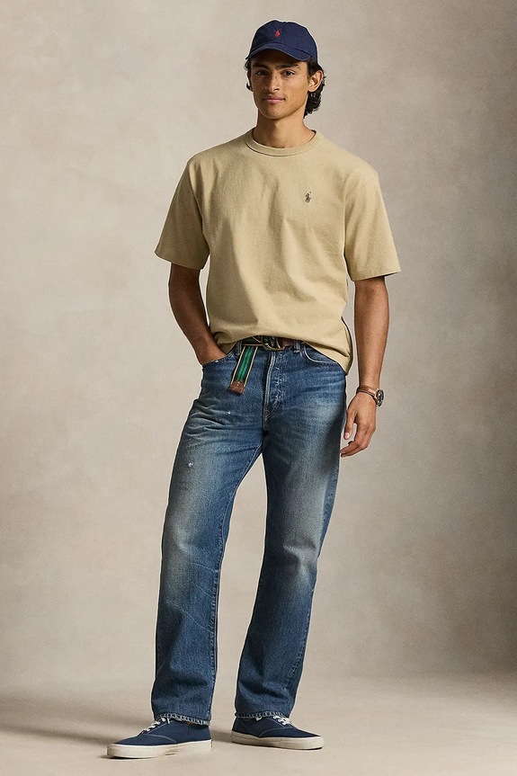 Odzież Polo Ralph Lauren t-shirt bawełniany JERSEY-KNT-T-SHIRT 710A12979002 zielony