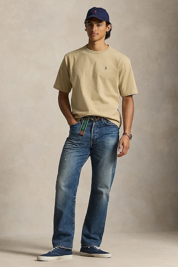 Odzież Polo Ralph Lauren t-shirt bawełniany JERSEY-KNT-T-SHIRT 710A12979002 zielony
