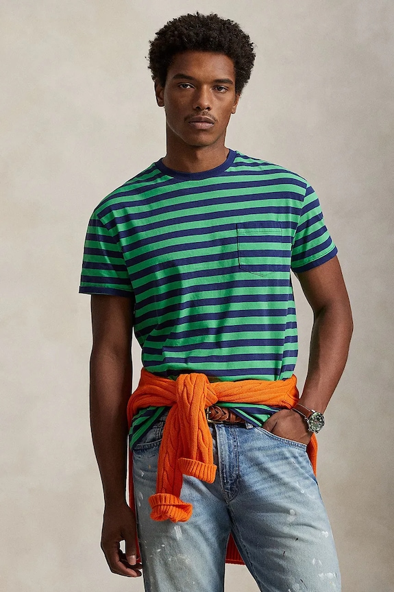 Polo Ralph Lauren JERSEY-KNT-T-SHIRT majica od pamuka za muškarce zelena 710A13053001