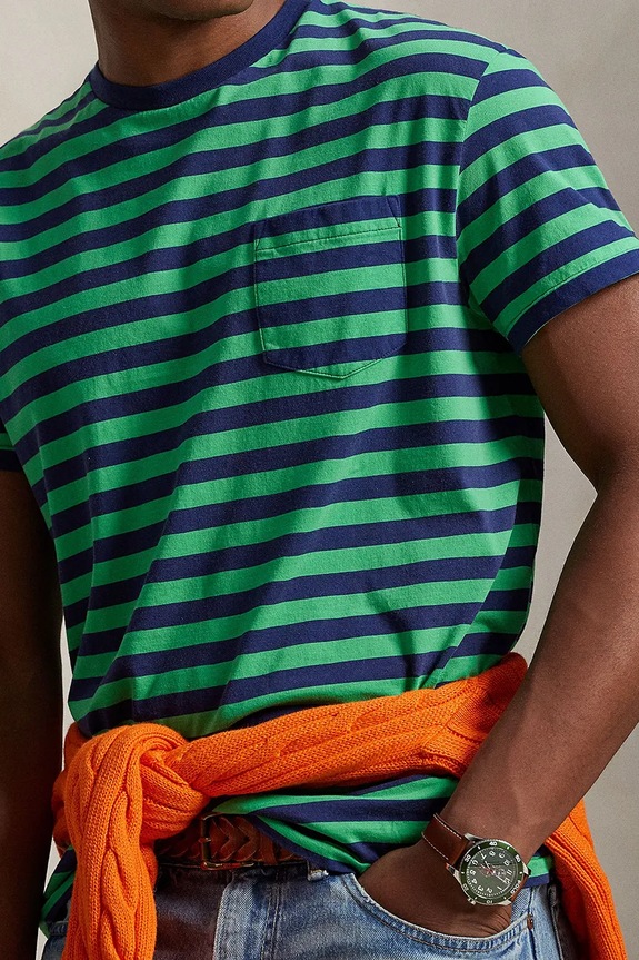 Polo Ralph Lauren JERSEY-KNT-T-SHIRT t-shirt in cotone da uomo verde 710A13053001